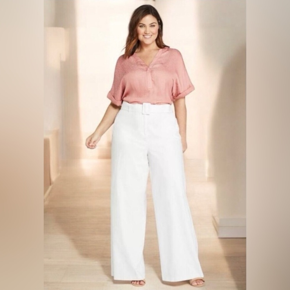 Lane Bryant White Linen Wide-Leg Pants - NWT size 14R